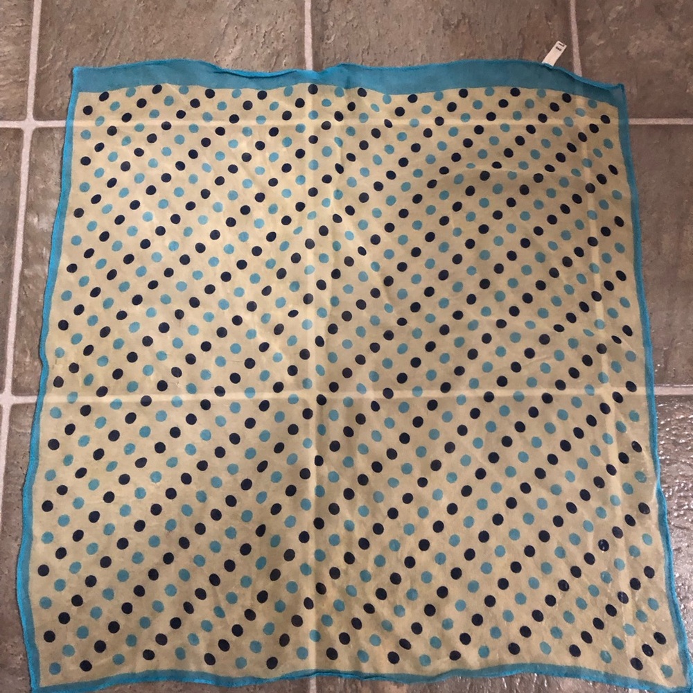 Vintage ELLE Teal and Blue Polka Dot Scarf